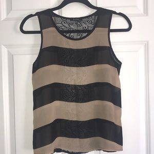 Sheer tan and black tank